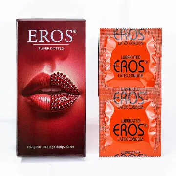 Bao cao su EROS Super Dotted tăng khoái cảm với thiết kế gai nổi độc đáo