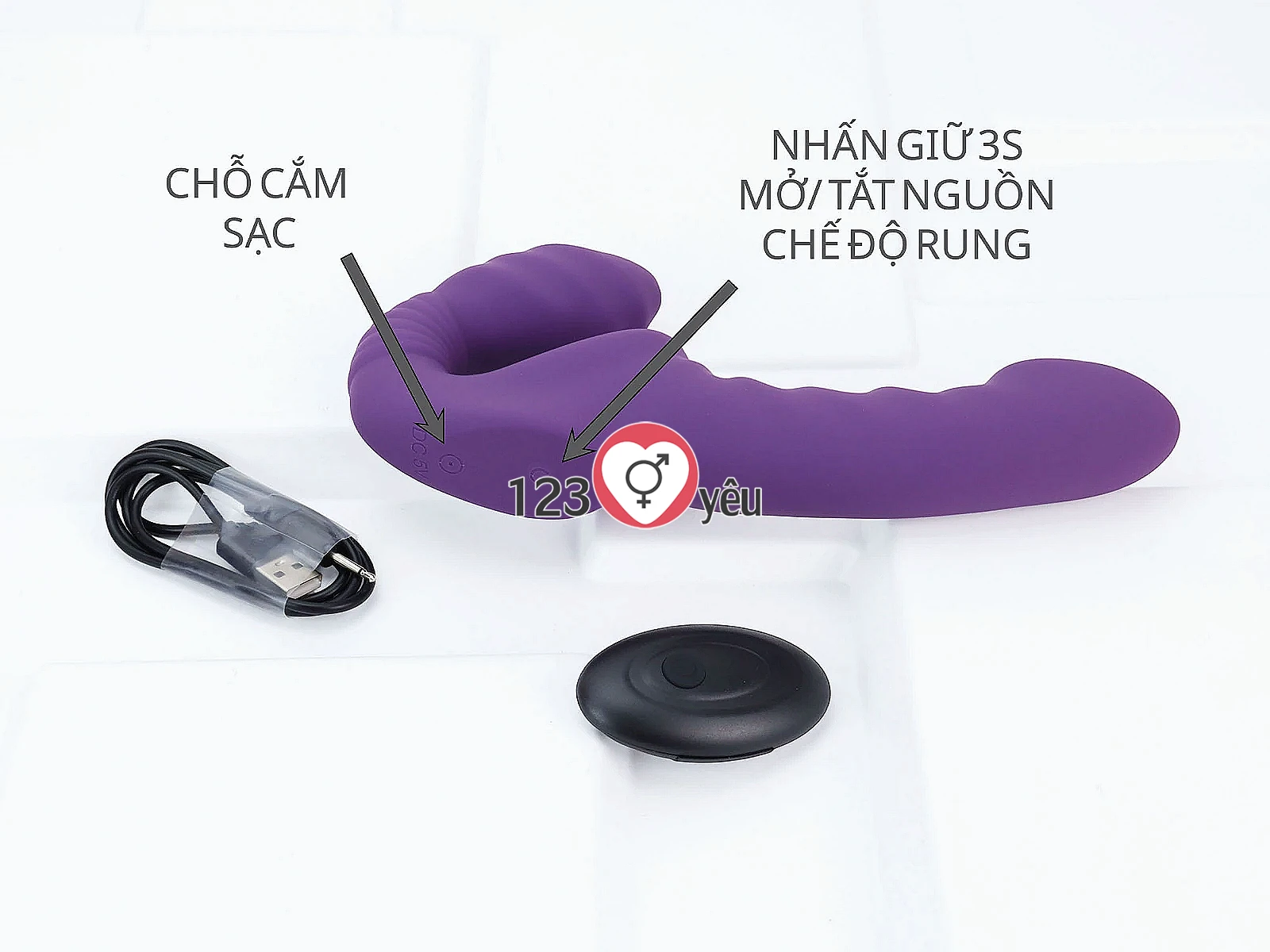 Dương vật kết hợp kích hậu Yunman có điều khiển từ xa sử dụng pin sạc