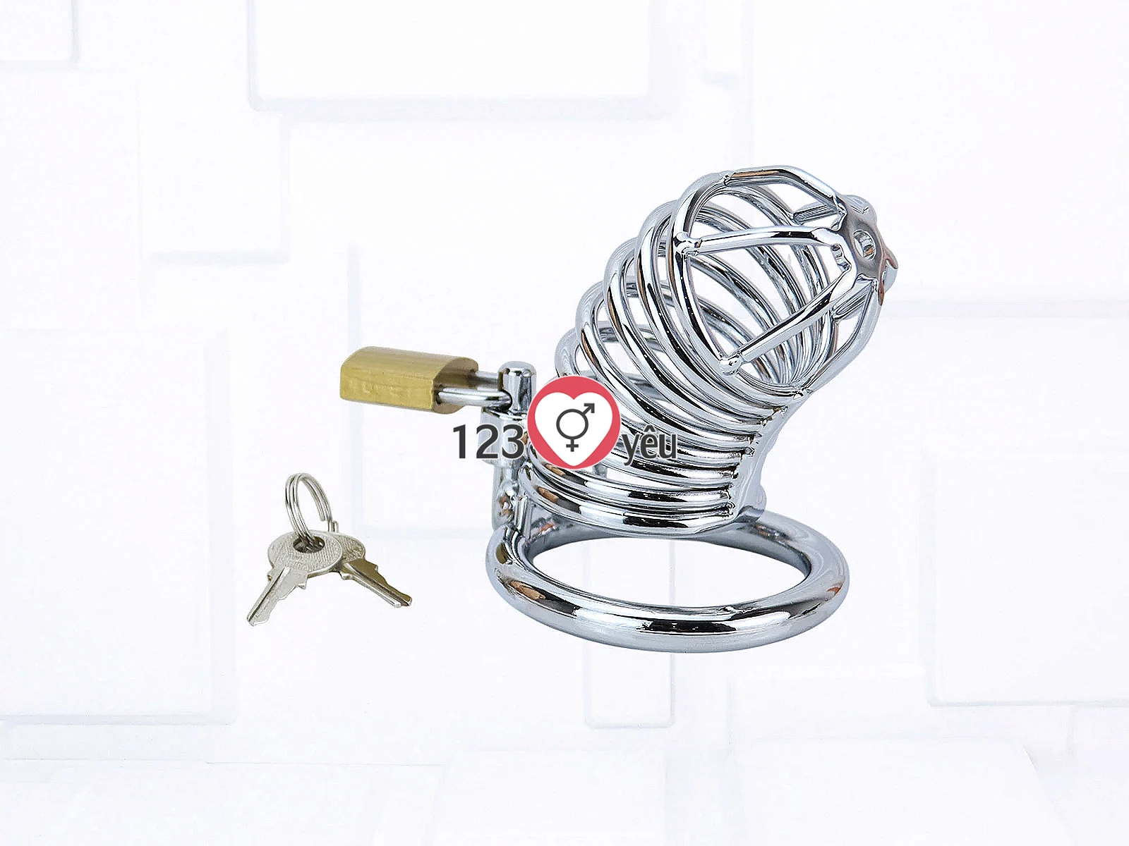 Dụng cụ bạo dâm khóa dương vật inox thiết kế lồng kim loại kèm ổ khoá