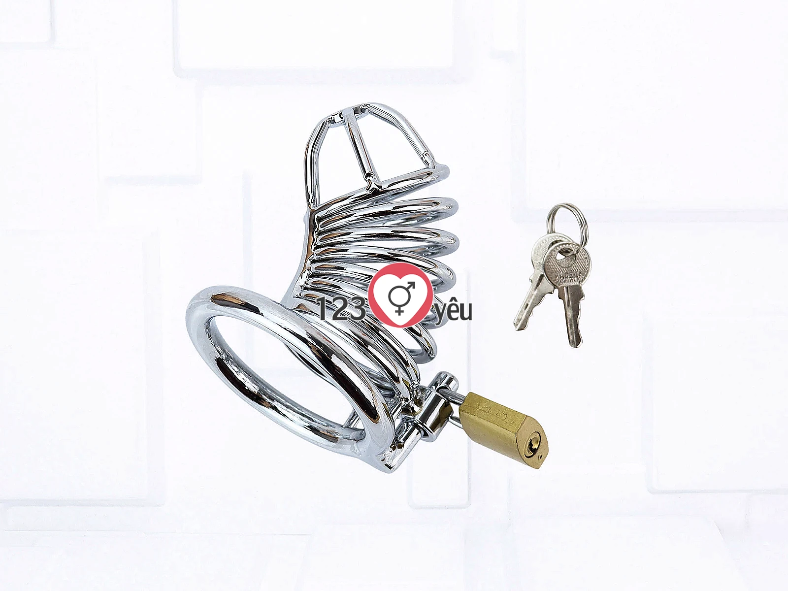 Dụng cụ bạo dâm khóa dương vật inox thiết kế lồng kim loại kèm ổ khoá