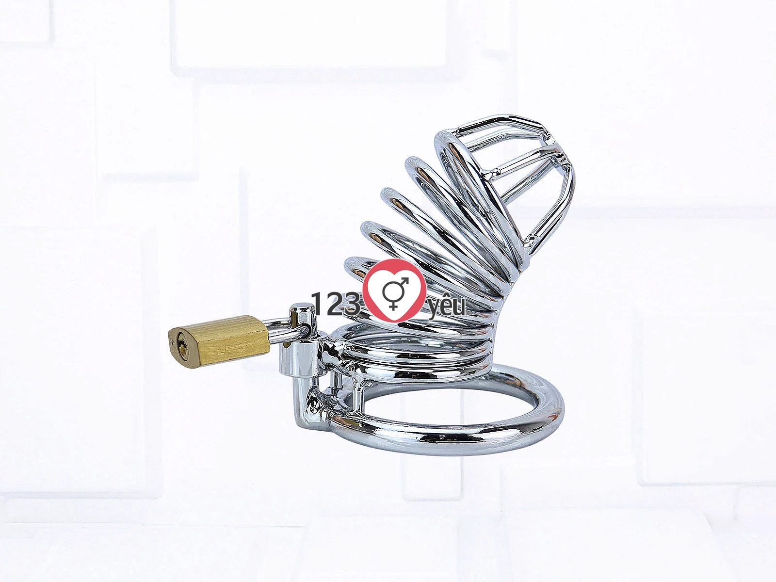 Dụng cụ bạo dâm khóa dương vật inox thiết kế lồng kim loại kèm ổ khoá