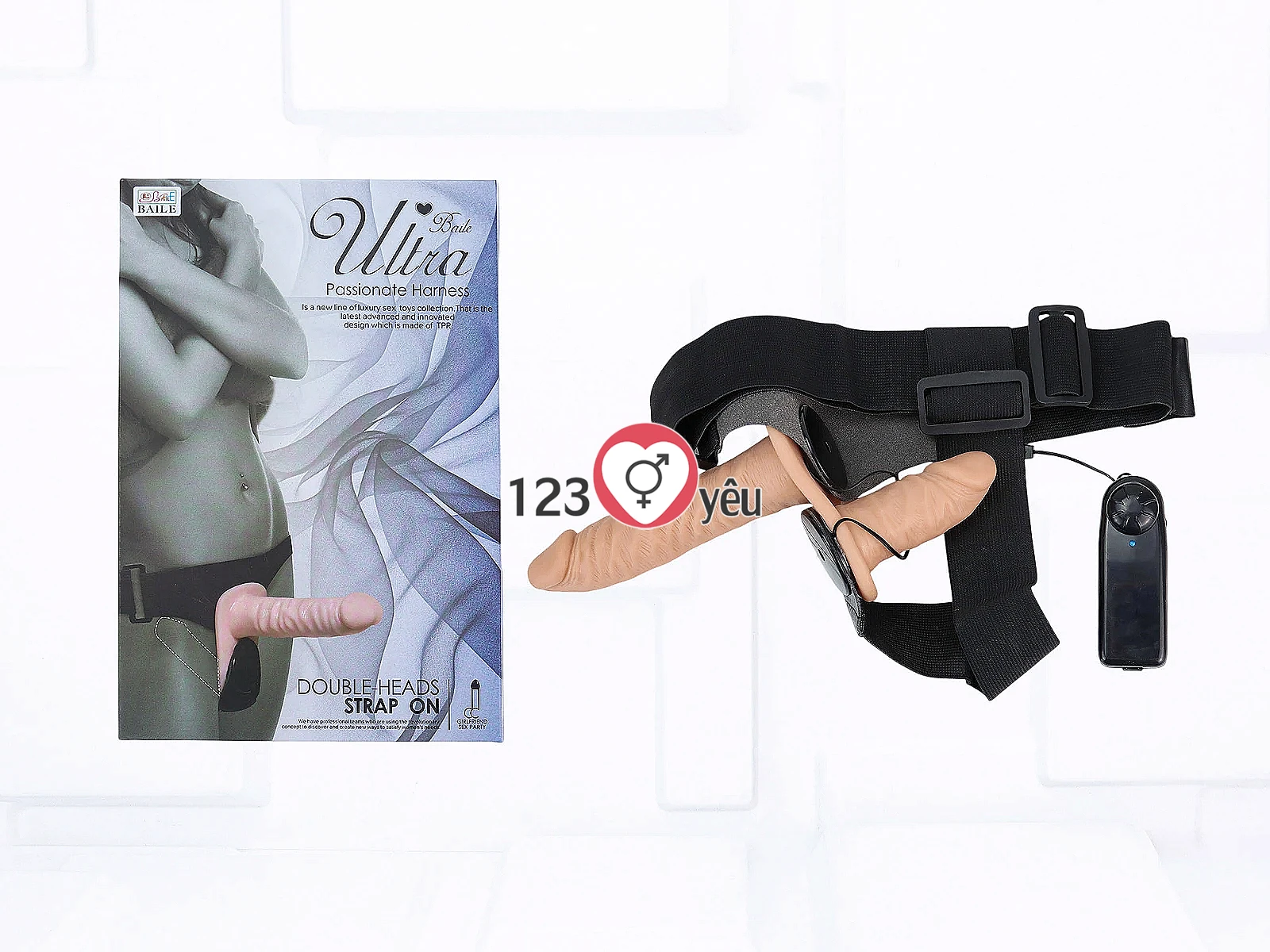 Dương vật giả có dây đeo 2 đầu Ultra Doube Head có rung