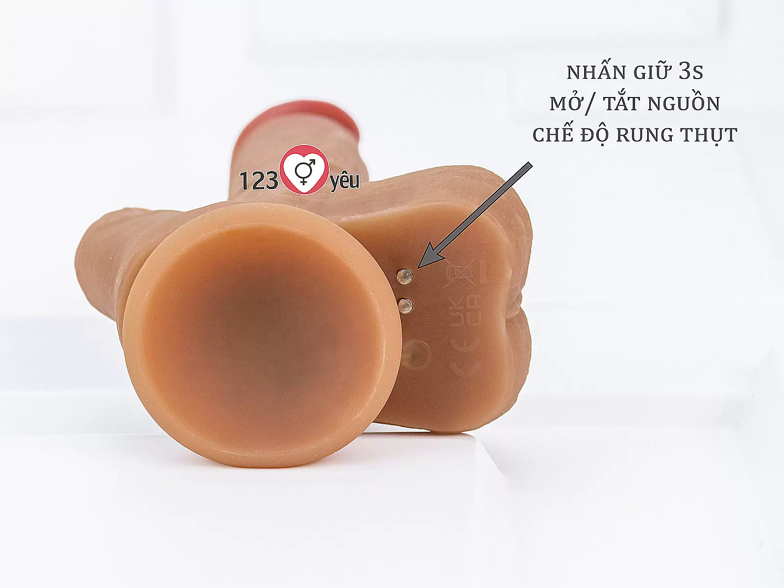 Dương vật giả có đế cùng nhánh phụ rung thụt phát nhiệt điều khiển từ xa