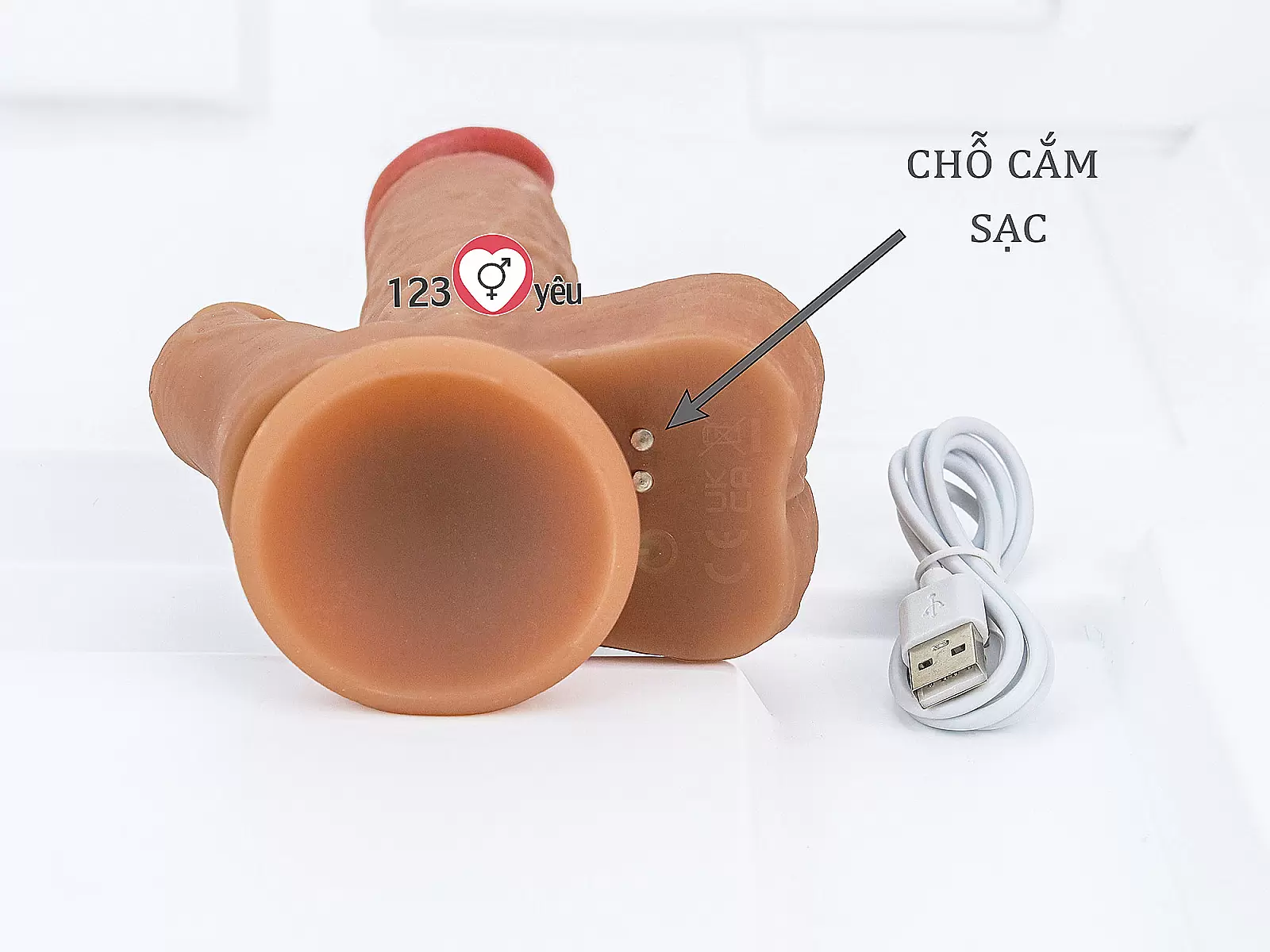 Dương vật giả có đế cùng nhánh phụ rung thụt phát nhiệt điều khiển từ xa