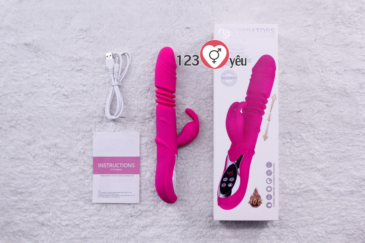 Dương vật giả rung thụt, phát nhiệt Rabbit Vibrator màn hình LCD 3