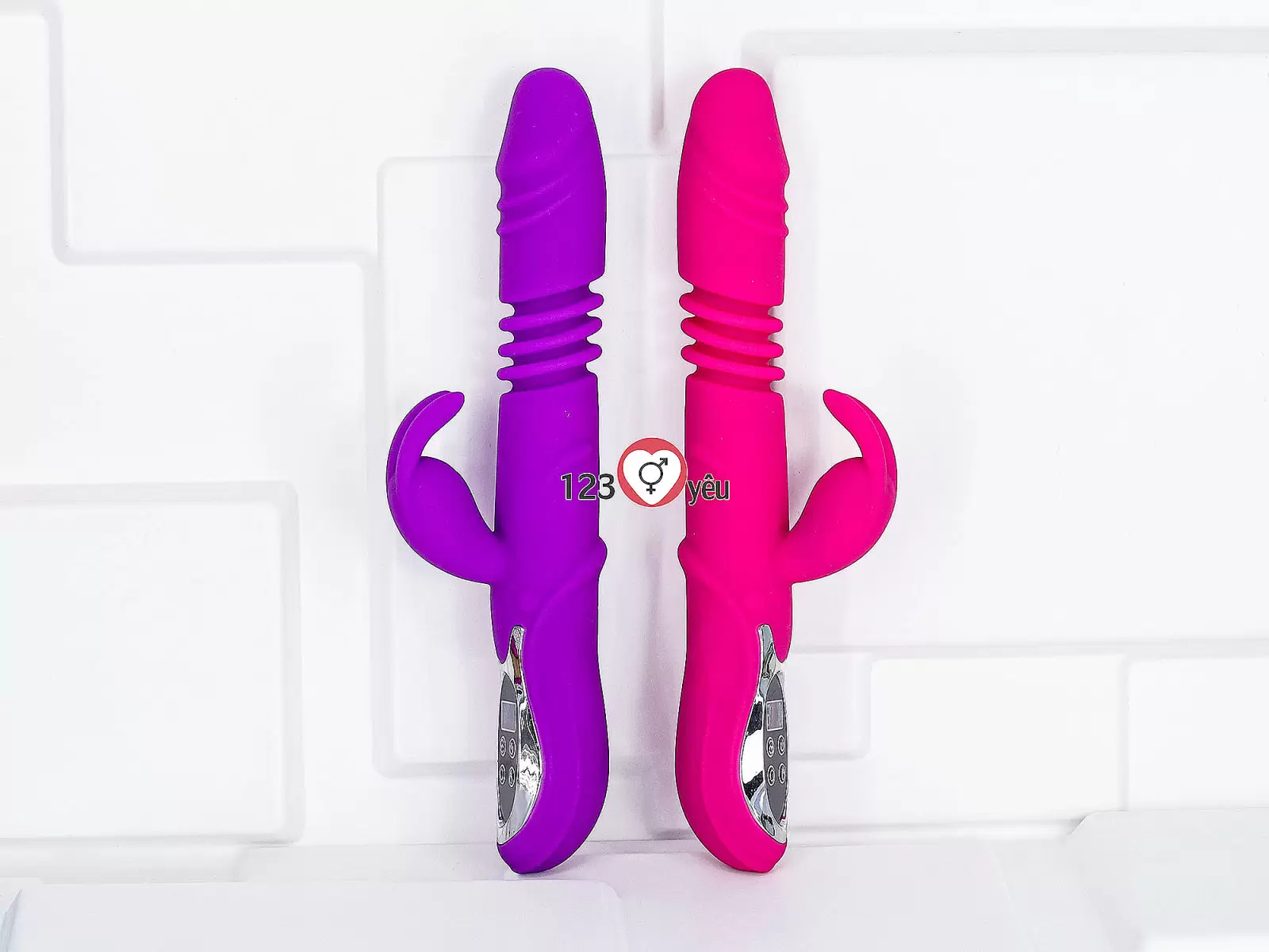 Dương vật giả rung thụt, phát nhiệt Rabbit Vibrator màn hình LCD