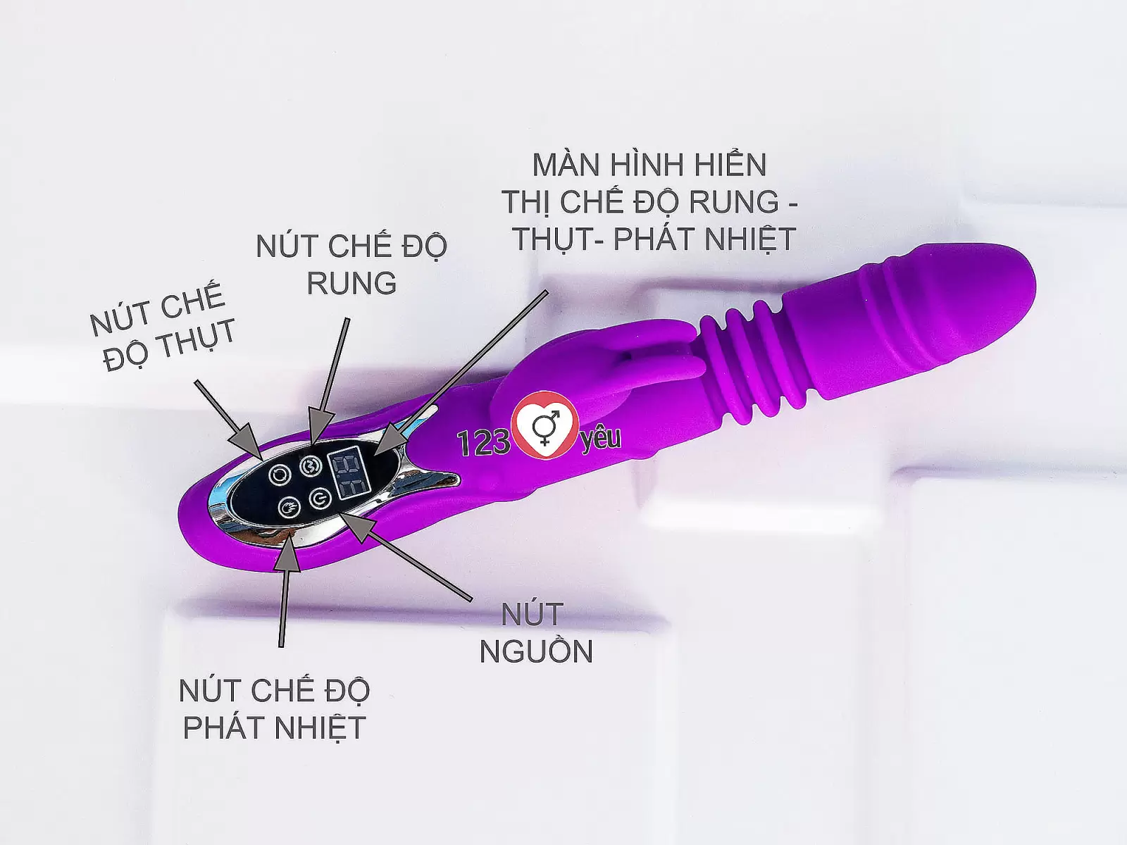 Dương vật giả rung thụt, phát nhiệt Rabbit Vibrator màn hình LCD