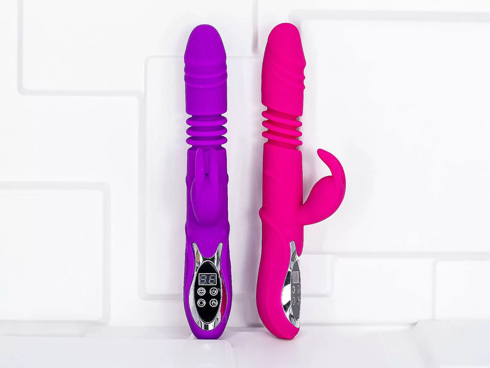 Dương vật giả rung thụt, phát nhiệt Rabbit Vibrator màn hình LCD