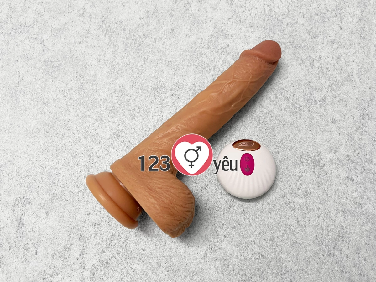 Dương vật giả có đế Real Dildo rung, thụt, phát nhiệt điều khiển từ xa