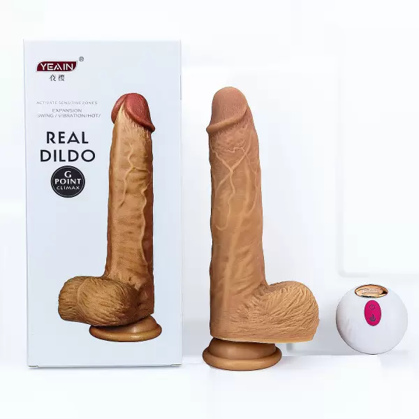Dương vật giả có đế Real Dildo rung, thụt, phát nhiệt điều khiển từ xa