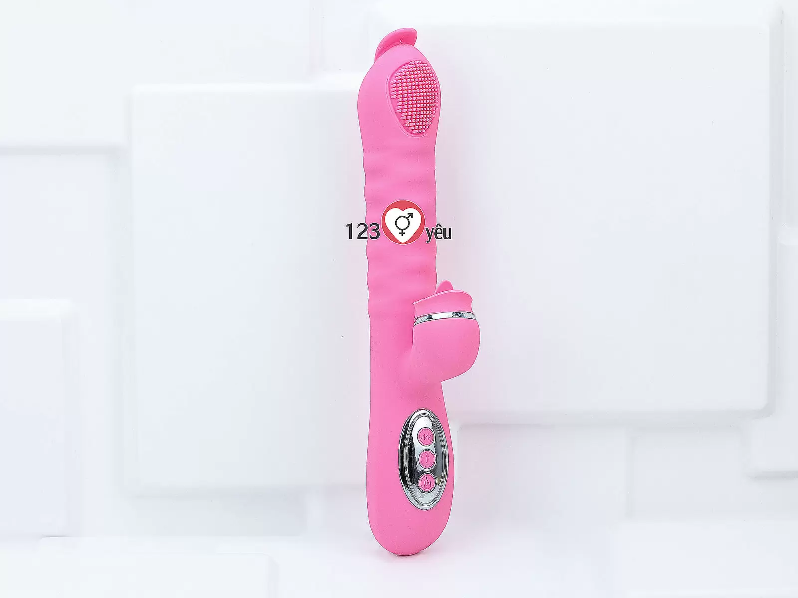Máy mát xa lưỡi 2 đầu Telescopic liếm, rung, thụt pin sạc