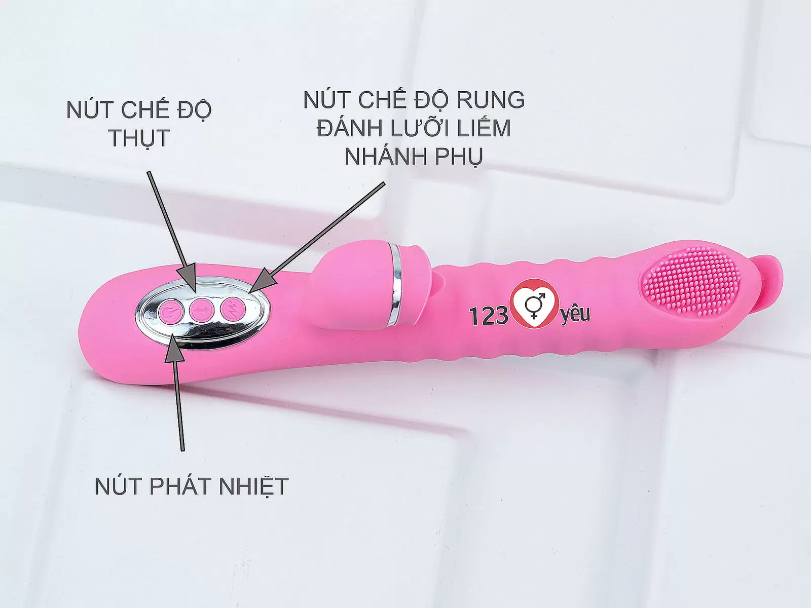 Máy mát xa lưỡi 2 đầu Telescopic liếm, rung, thụt pin sạc
