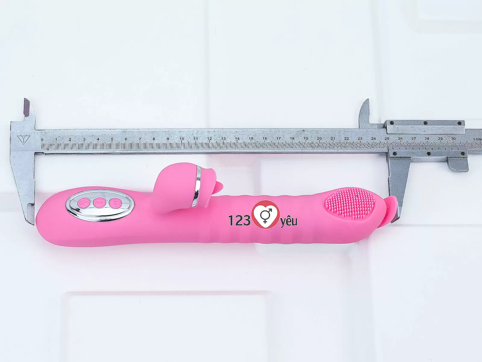 Máy mát xa lưỡi 2 đầu Telescopic liếm, rung, thụt pin sạc