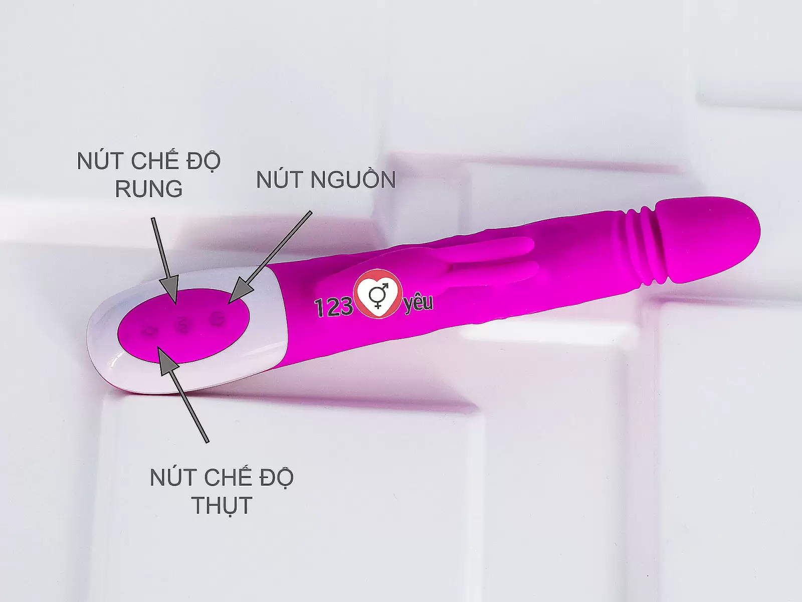 Dương vật giả đa năng Prettylove Adrian rung, thụt bi