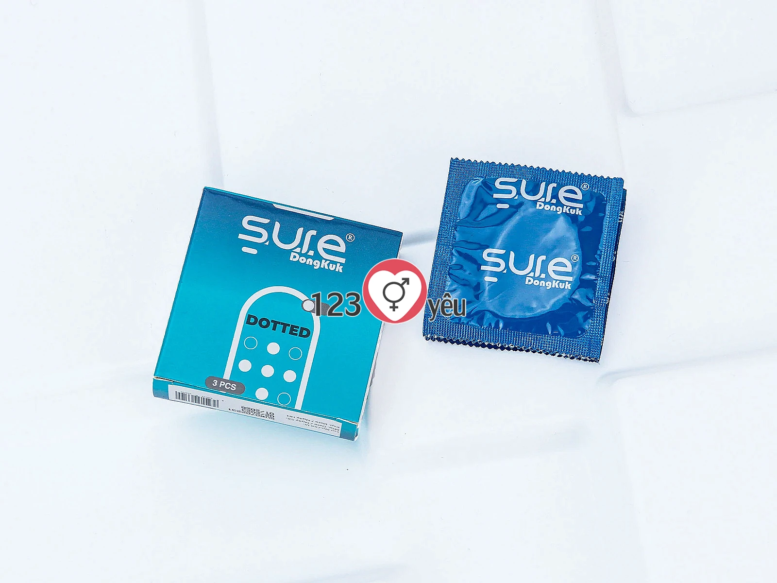 Bao cao su Sure Dongkuk Dotted 3 bao bề mặt gai nổi ma sát kích thích