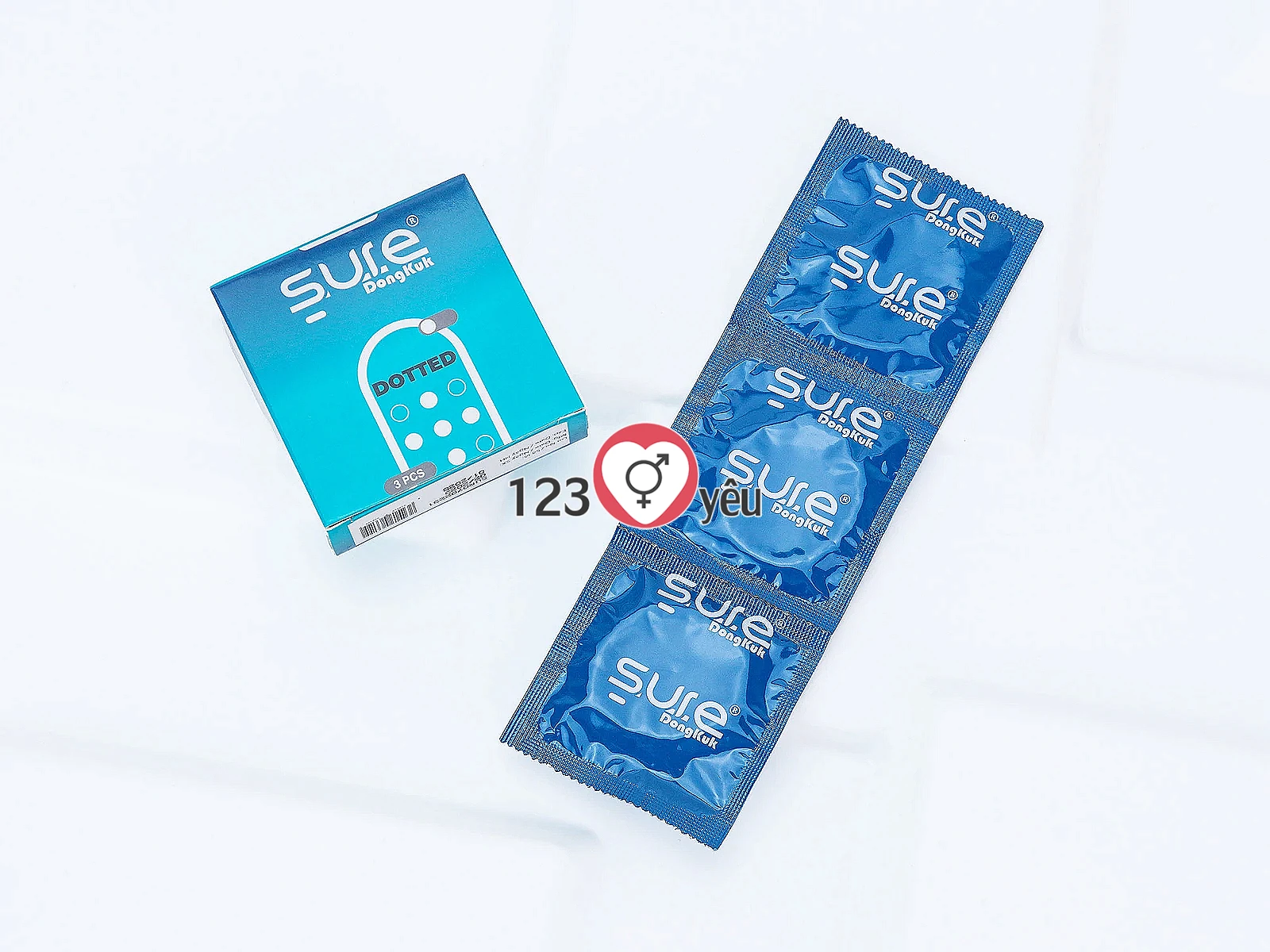 Bao cao su Sure Dongkuk Dotted 3 bao bề mặt gai nổi ma sát kích thích