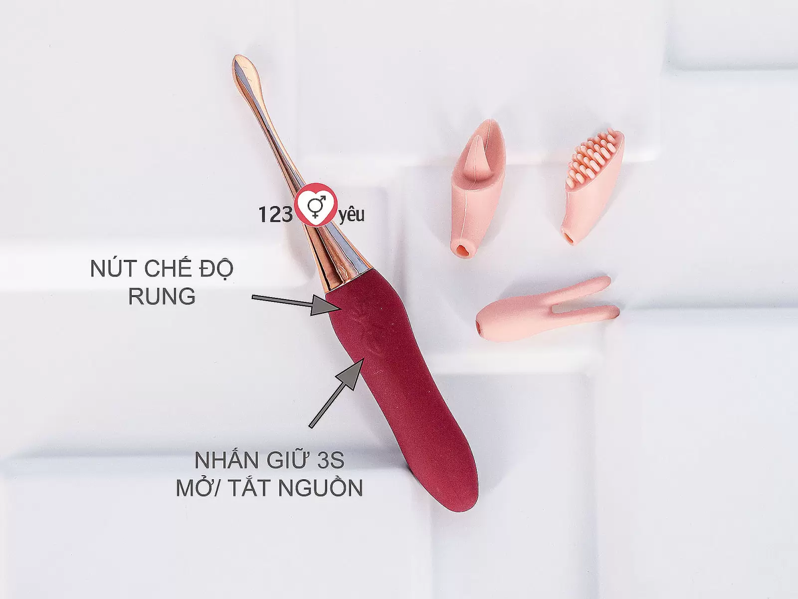 Máy mát xa điểm G 3 đầu pin sạc nhỏ gọn