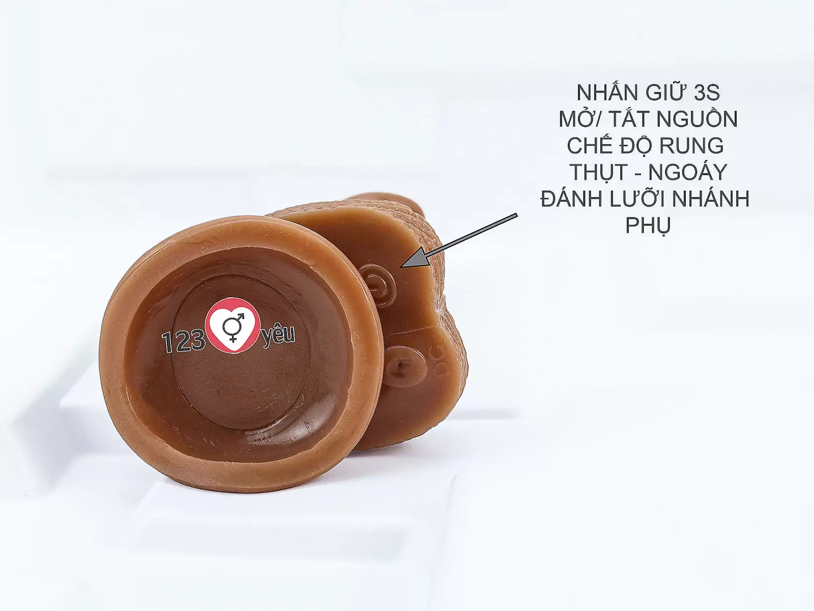 Dương vật giả có đế 2 đầu rung - thụt - ngoáy điều khiển từ xa