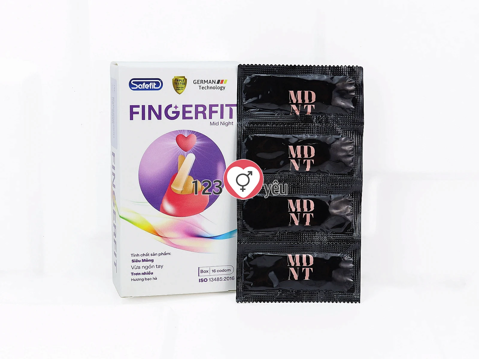 Bao cao su ngón tay Safefit Fingerfit Mid Night siêu mỏng, nhiều gel bôi trơn và hương bạc hà