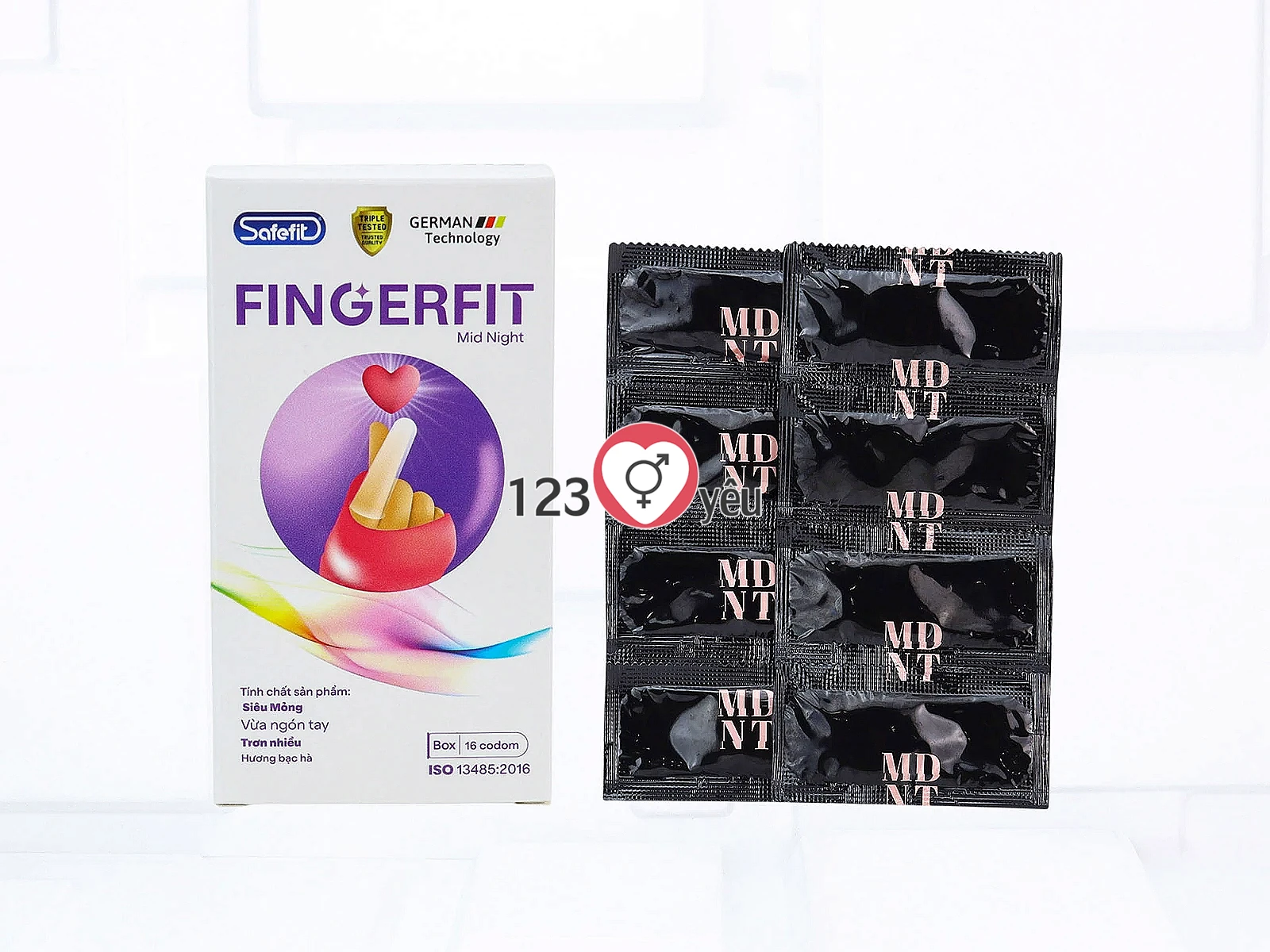 Bao cao su ngón tay Safefit Fingerfit Mid Night siêu mỏng, nhiều gel bôi trơn và hương bạc hà