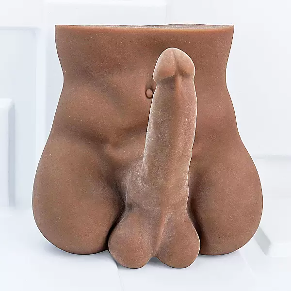 Búp bê bán thân nam màu nâu silicon mềm mại mạnh mẽ