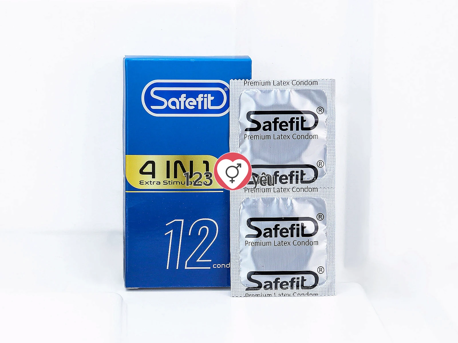 Bao cao su Safefit 4IN1 Extra Stimulation gân, gai, thắt, ôm sát hỗ trợ kéo dài thời gian