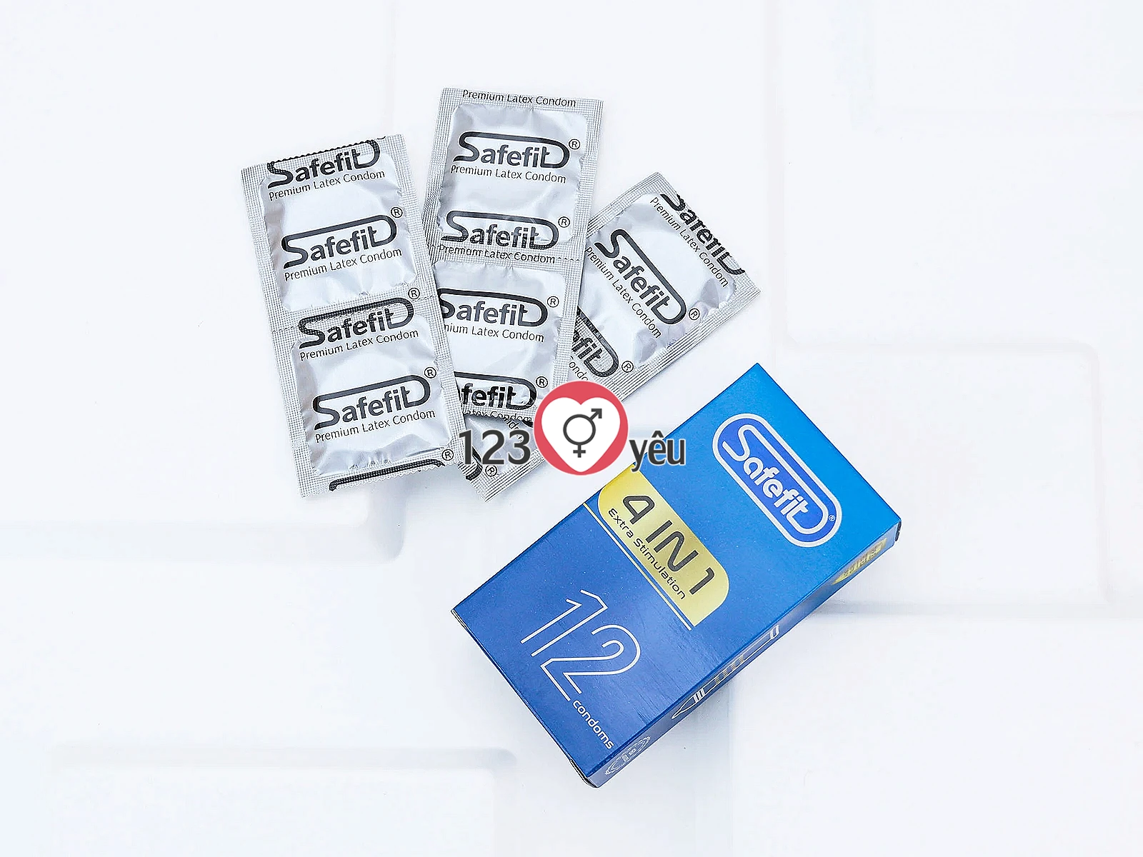 Bao cao su Safefit 4IN1 Extra Stimulation gân, gai, thắt, ôm sát hỗ trợ kéo dài thời gian
