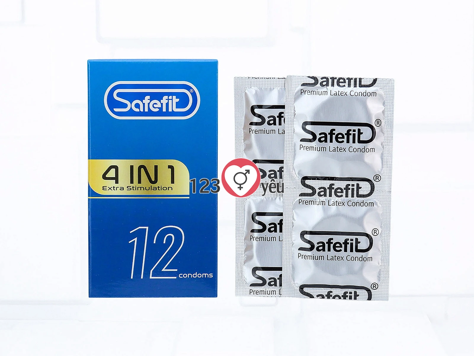Bao cao su Safefit 4IN1 Extra Stimulation gân, gai, thắt, ôm sát hỗ trợ kéo dài thời gian