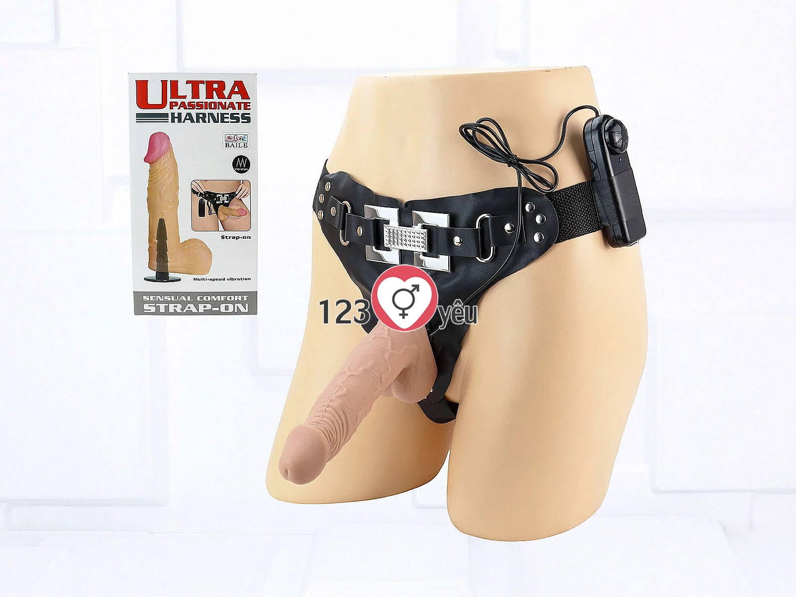 Dương vật giả có dây đeo Ultra Passionate có rung cho LES