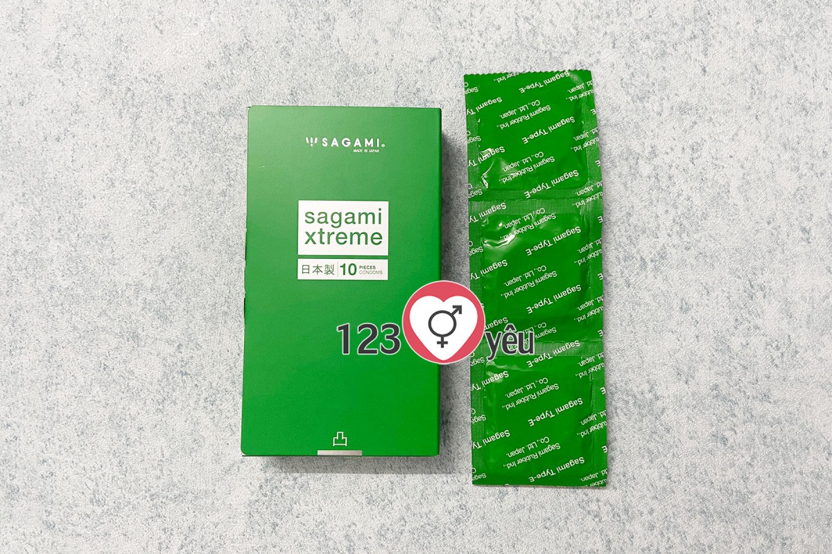 Bao cao su có gai Nhật Bản Sagami Xtreme Green Siêu Mỏng 10 bao 2