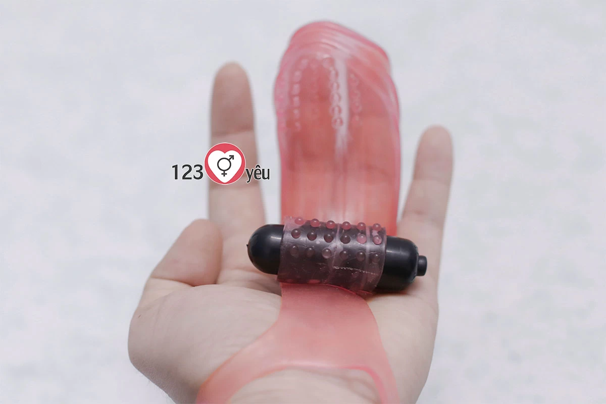 Bao silicone có rung đeo ngón tay kích thích vùng kín