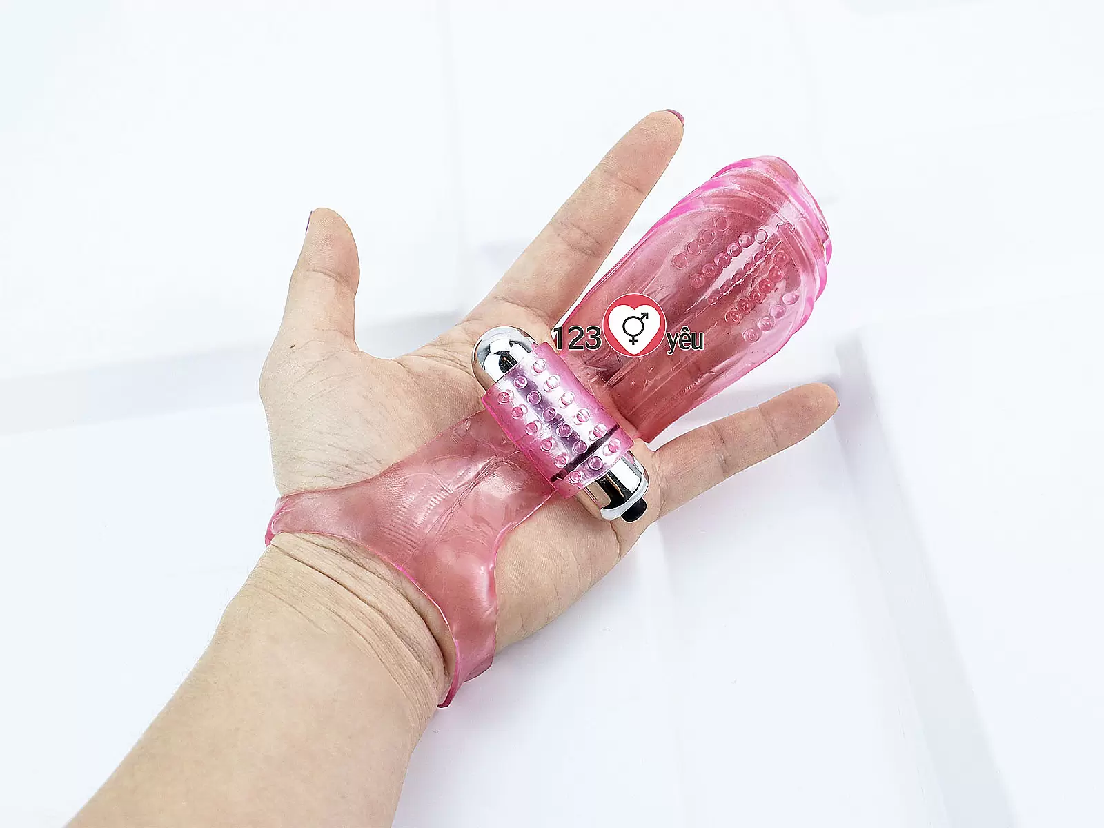 Bao silicone có rung đeo ngón tay kích thích vùng kín