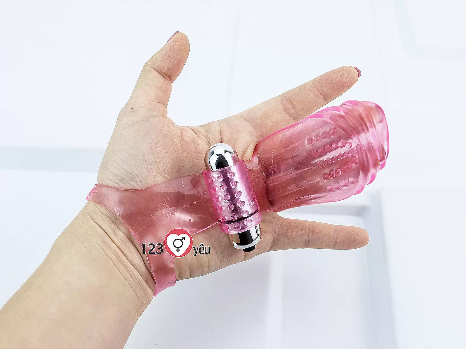 Bao silicone có rung đeo ngón tay kích thích vùng kín