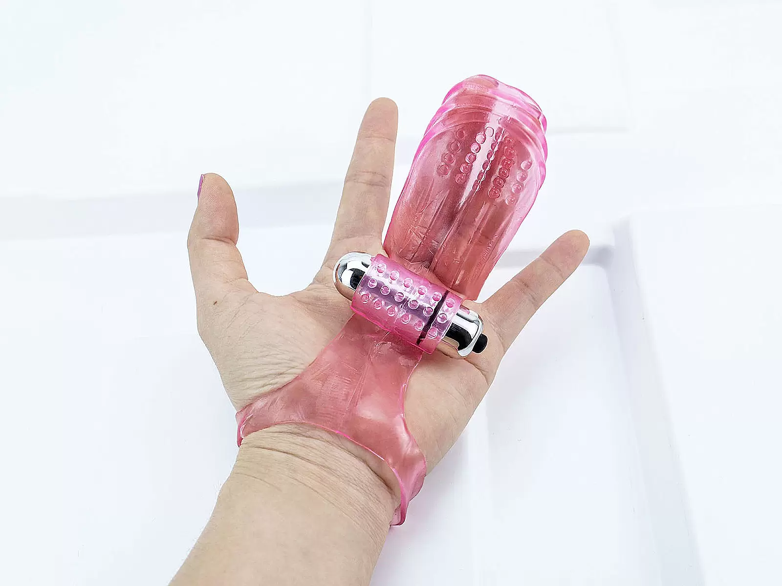 Bao silicone có rung đeo ngón tay kích thích vùng kín