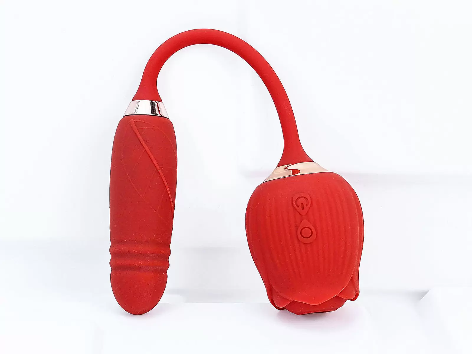 Trứng rung hoa hồng hai đầu lưỡi đ&aacute;nh v&agrave; trứng rung thụt pin sạc