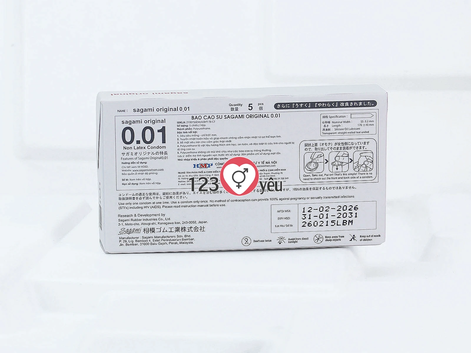 Bao cao su Sagami Original siêu mỏng 0.01 mm, cảm giác chân thật như không đeo