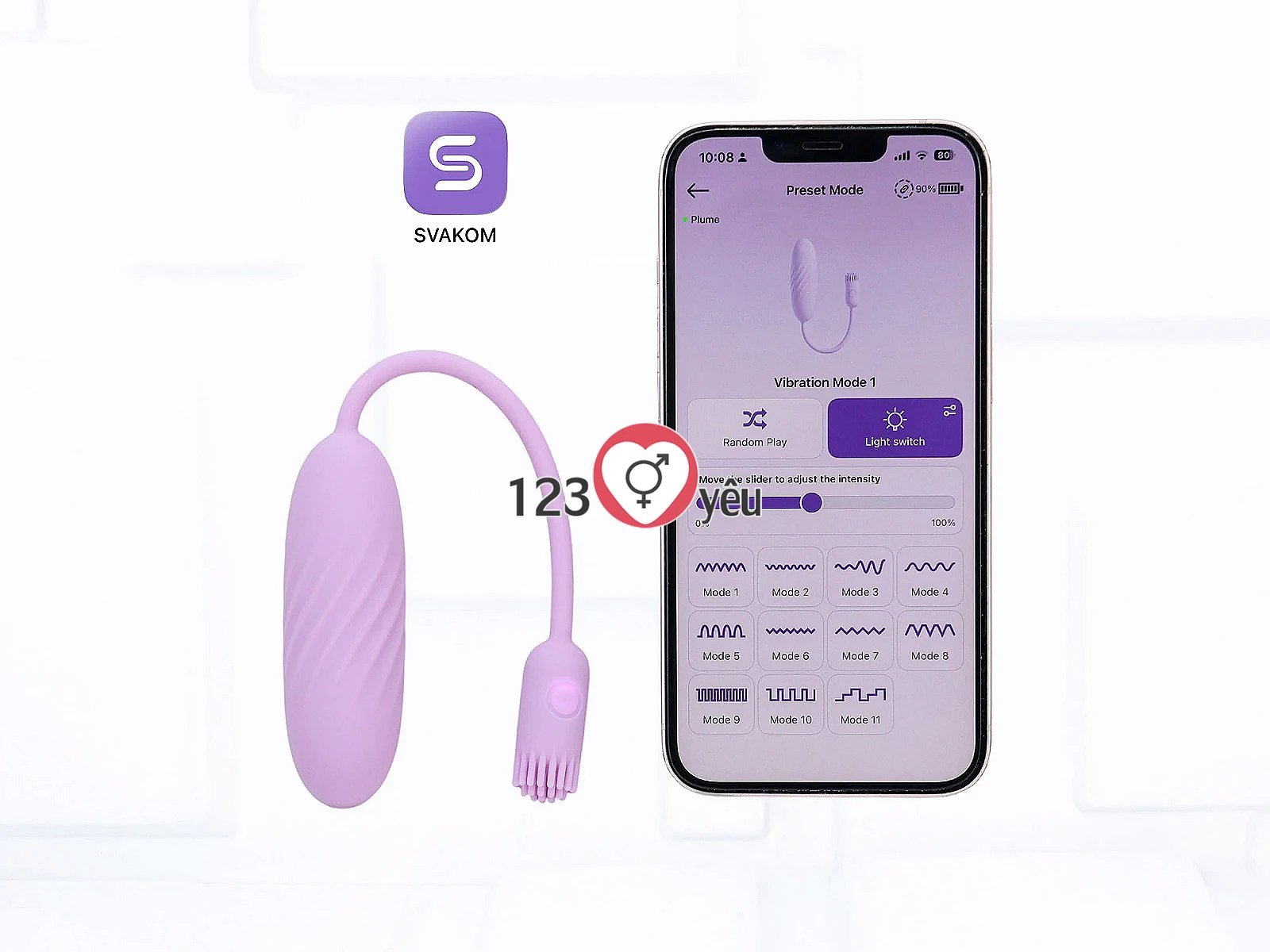 Trứng rung SVAKOM Plume đuôi cọ mềm điều khiển qua App