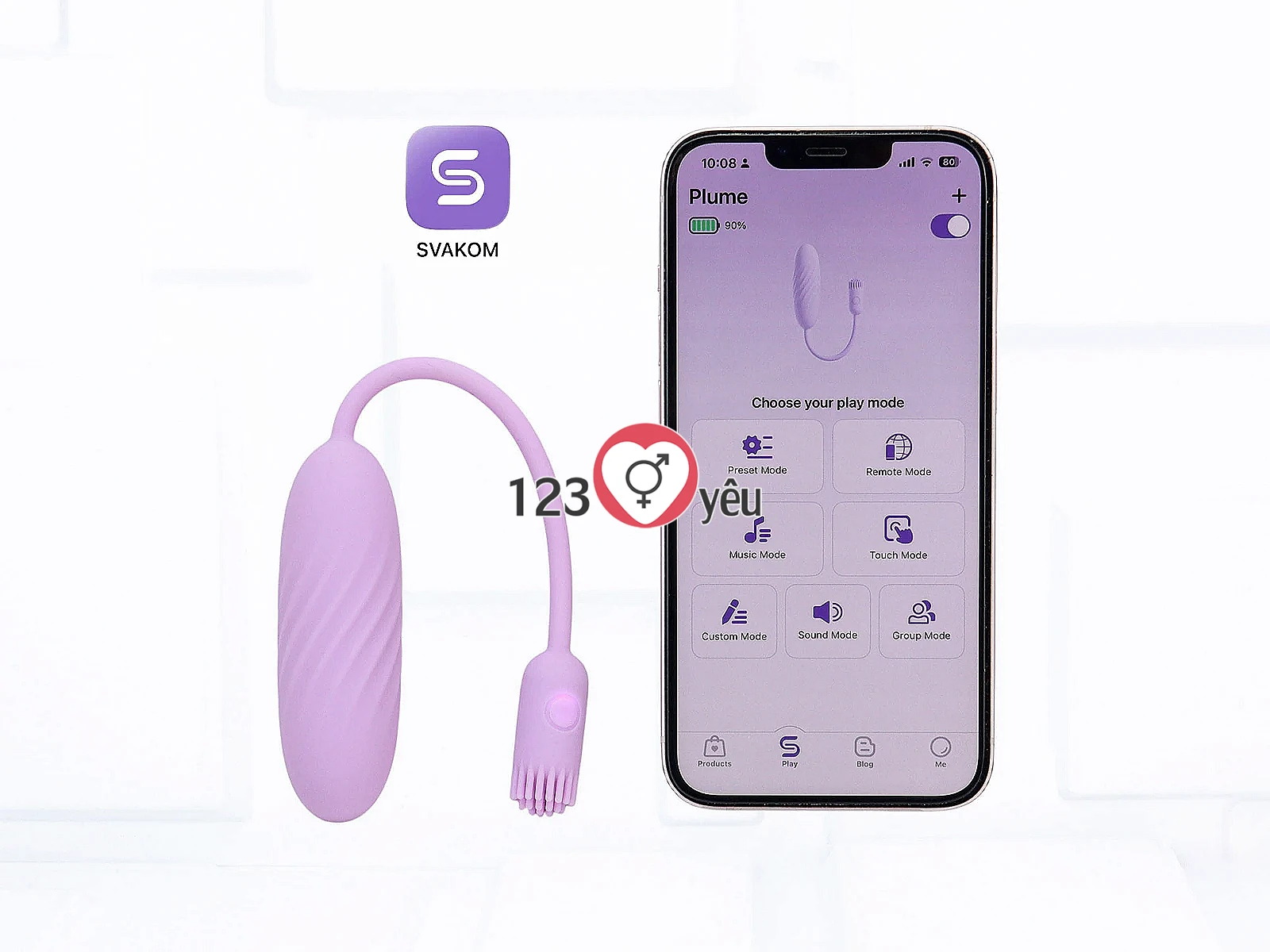 Trứng rung SVAKOM Plume đuôi cọ mềm điều khiển qua App