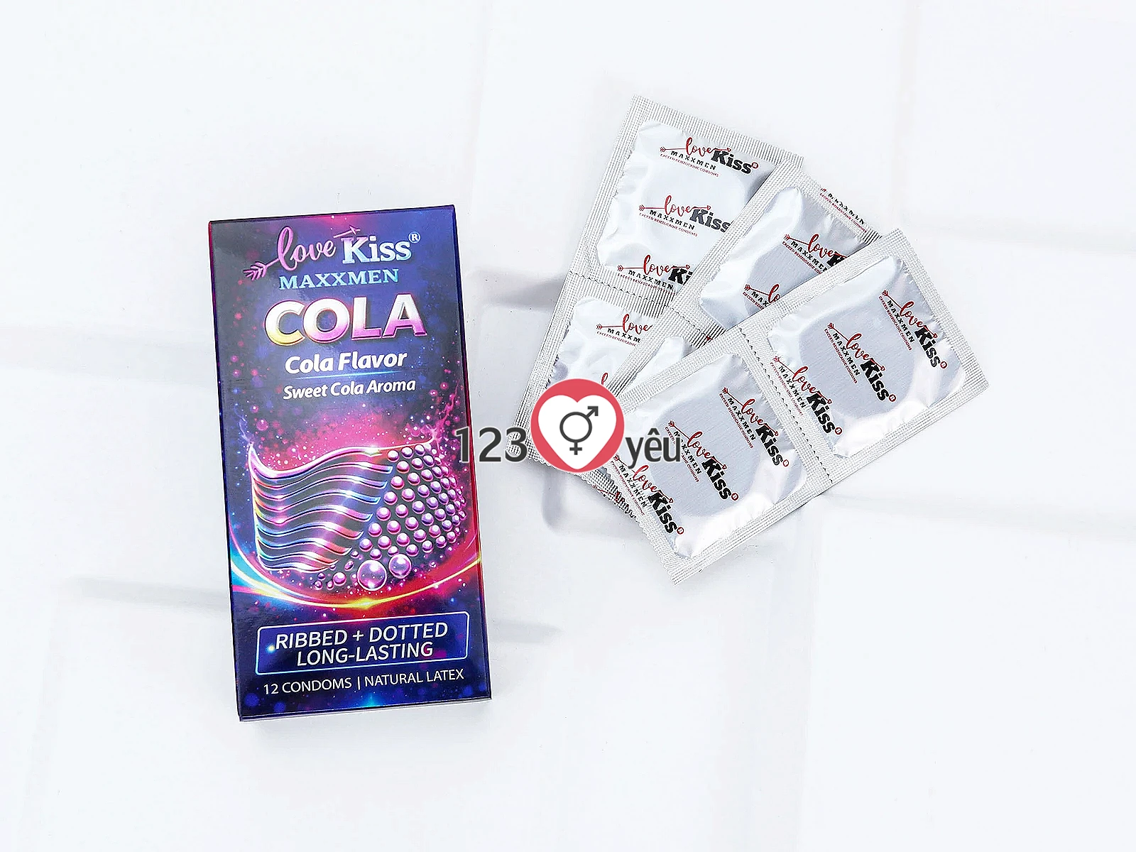 Bao cao su Love Kiss Maxxmen Cola gân nổi kết hợp chấm gai, hỗ trợ kéo dài thời gian