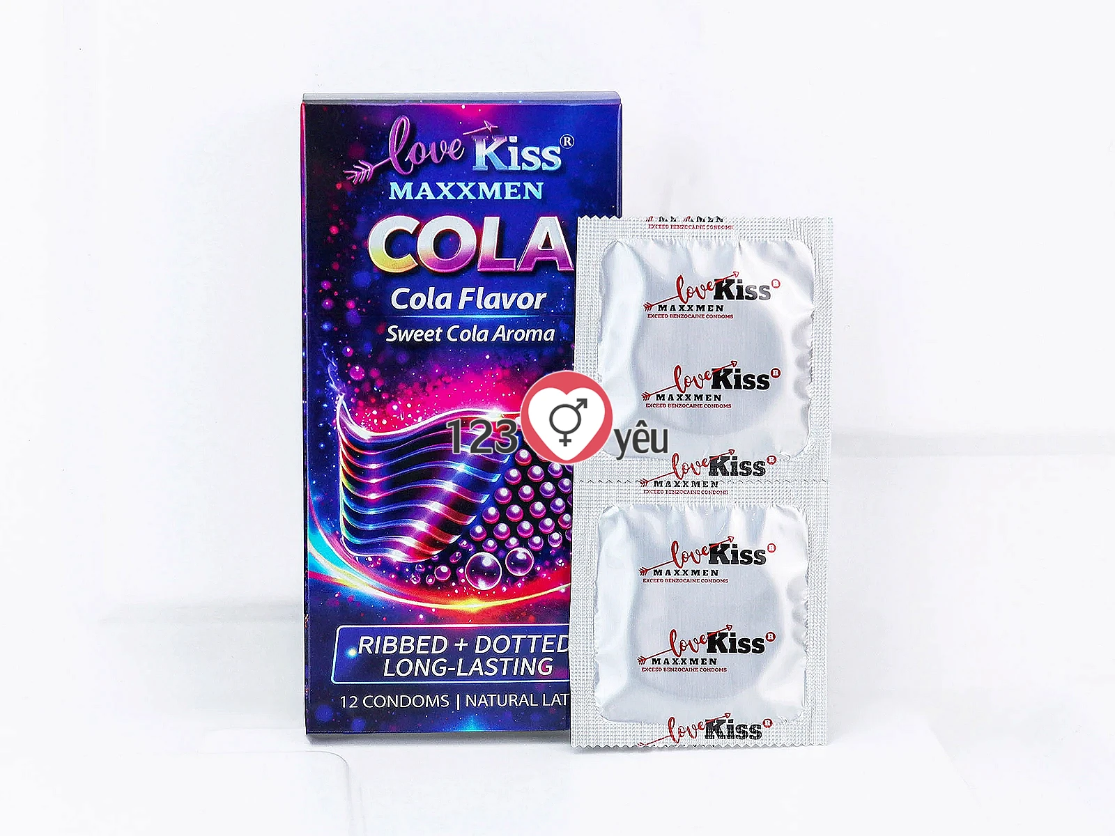 Bao cao su Love Kiss Maxxmen Cola gân nổi kết hợp chấm gai, hỗ trợ kéo dài thời gian