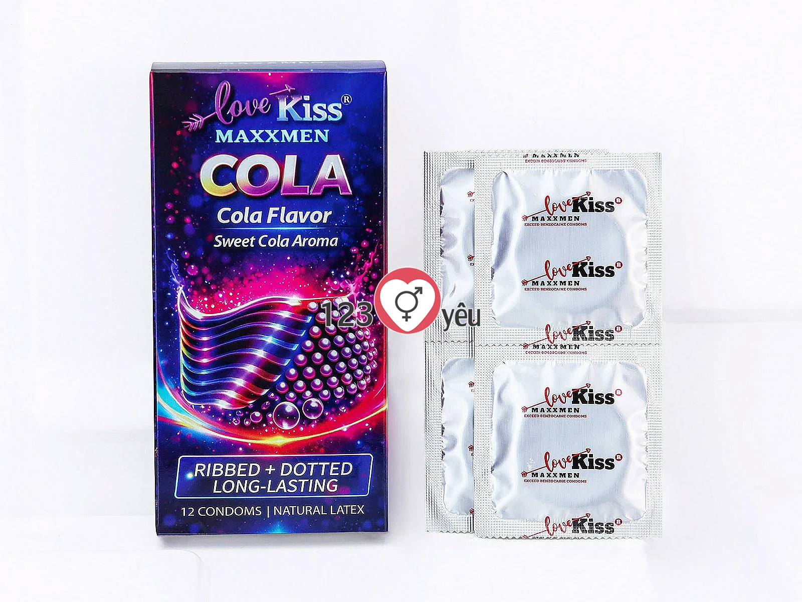Bao cao su Love Kiss Maxxmen Cola gân nổi kết hợp chấm gai, hỗ trợ kéo dài thời gian