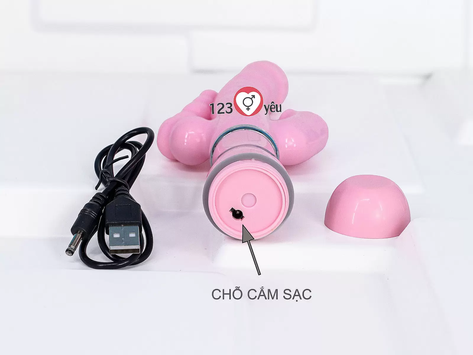 Dương vật giả đa năng 3 đầu rung có dây sạc