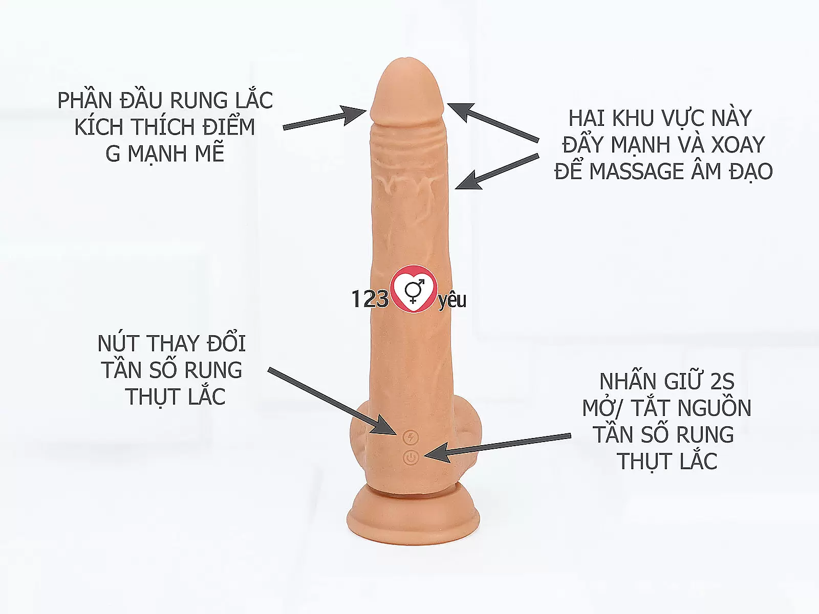 Dương vật giả có đế Knight Tornado rung thụt lắc