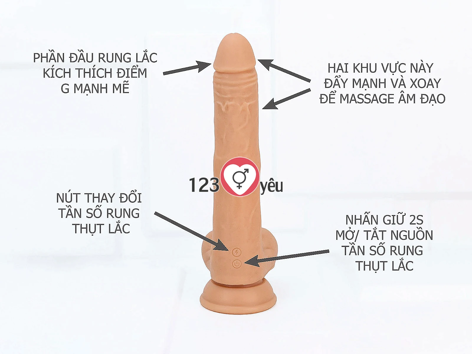 Dương vật giả có đế Knight Tornado rung thụt lắc
