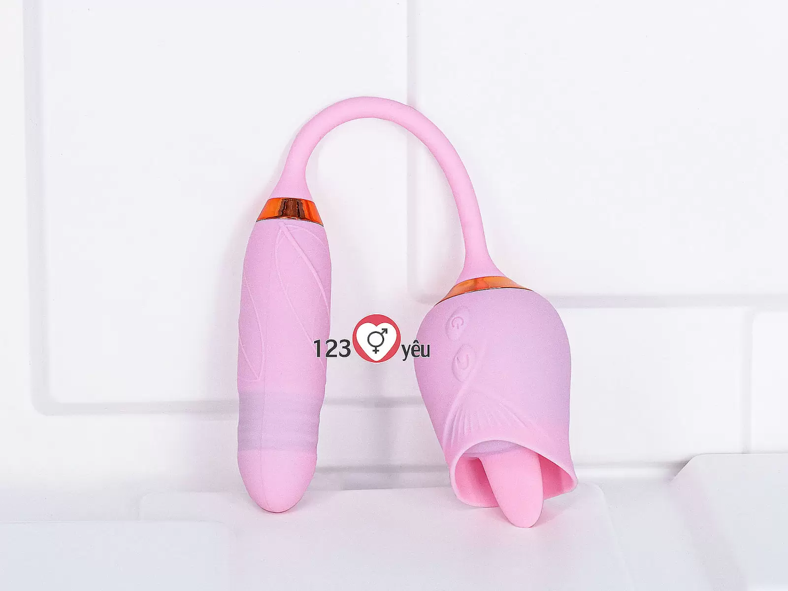 Trứng rung tình yêu hoa hồng hai đầu rung lưỡi liếm