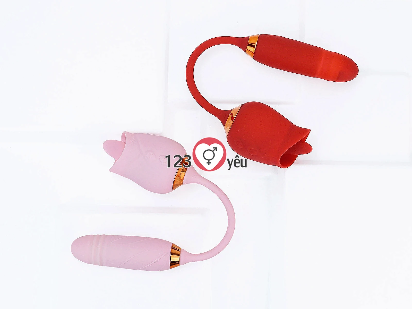 Trứng rung tình yêu hoa hồng hai đầu rung lưỡi liếm