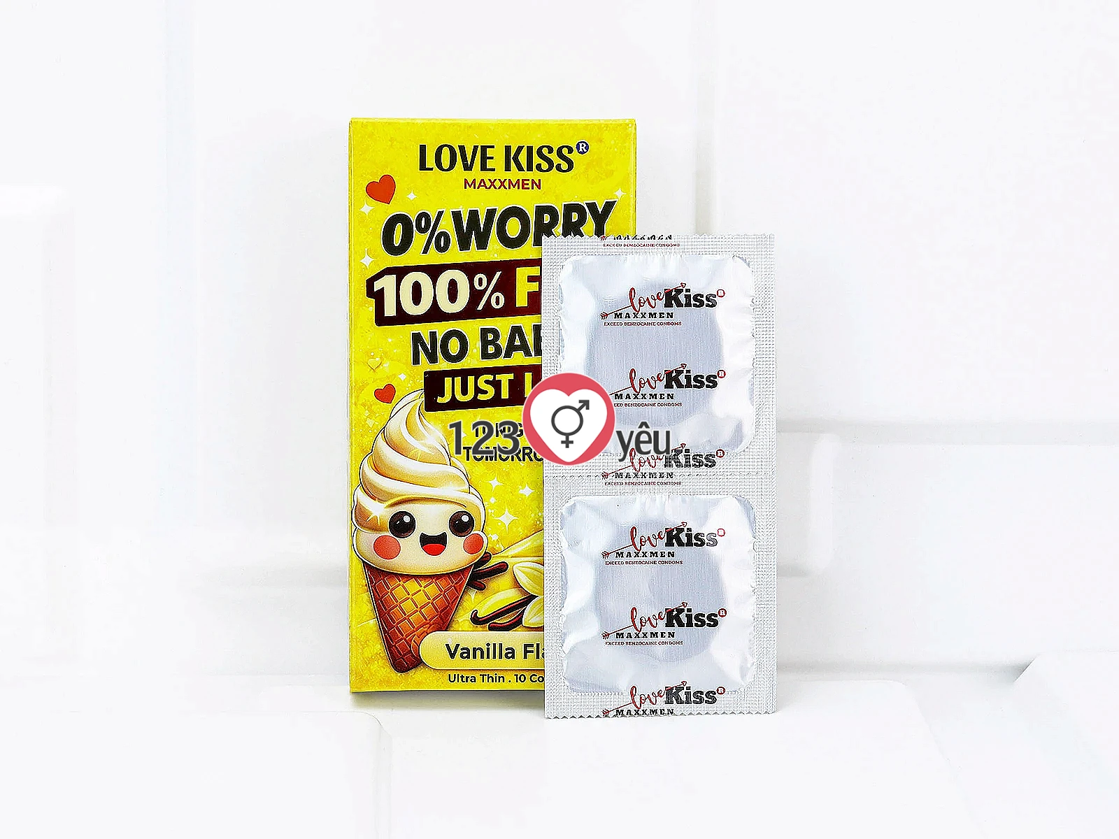 Bao cao su LOVE KISS Vanilla Flavor siêu mỏng hương vani ngọt ngào