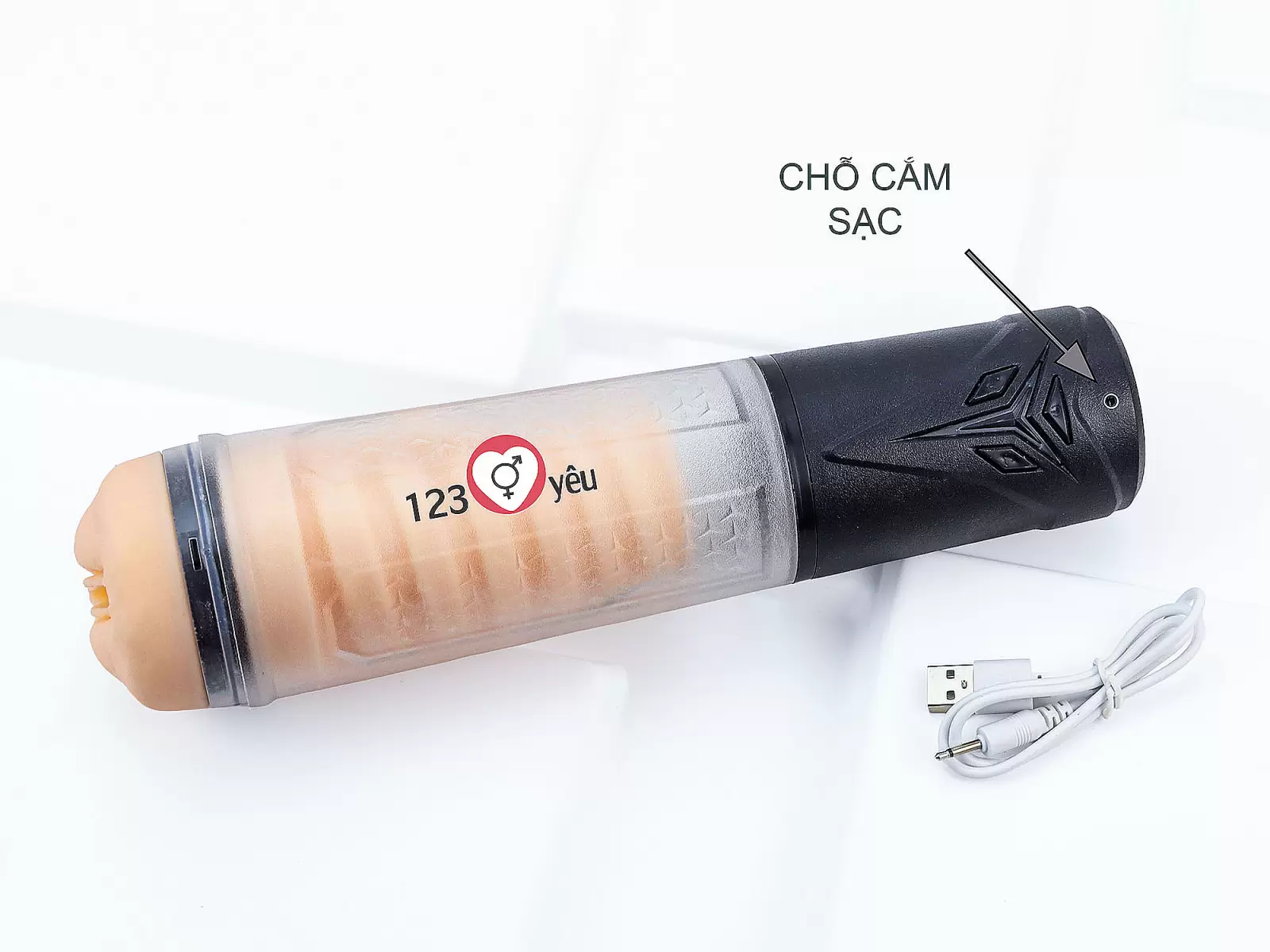 Máy tập to dương vật Powerup có miệng silicon bú mút pin sạc