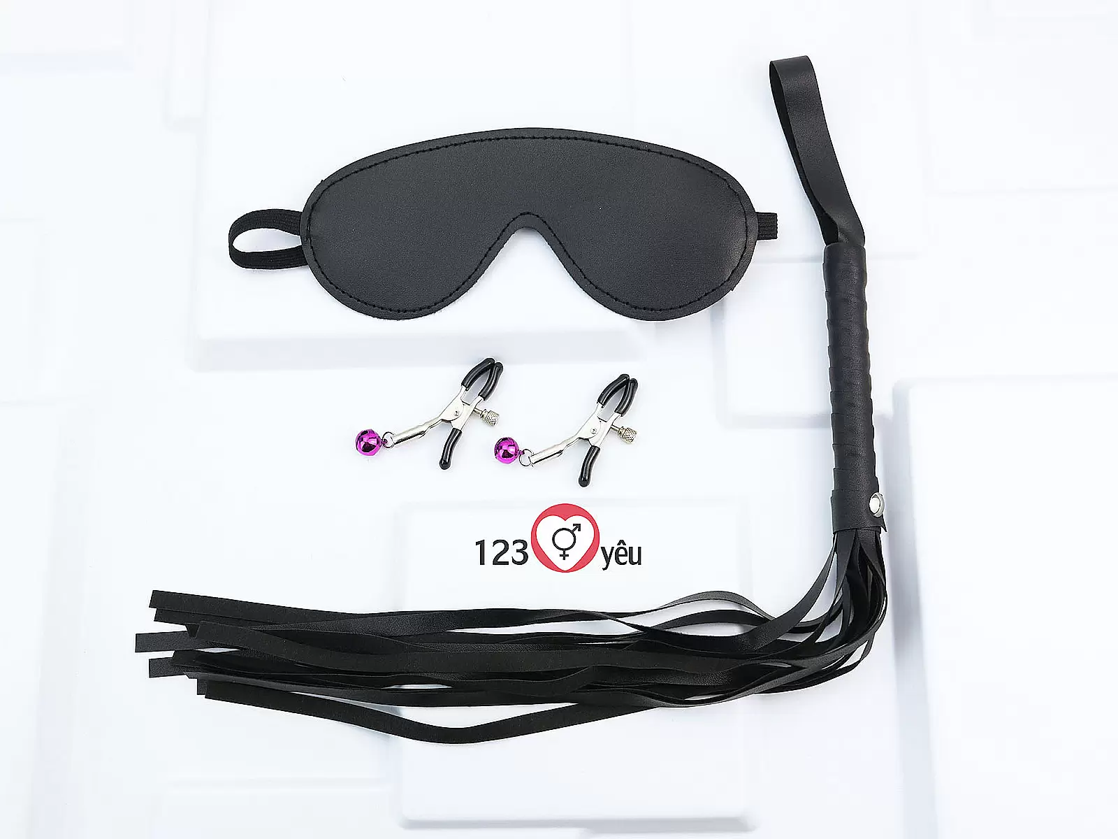 Đồ chơi bạo dâm da đen 7 món bộ phụ kiện quyến rũ cho cặp đôi thích cảm giác mạnh