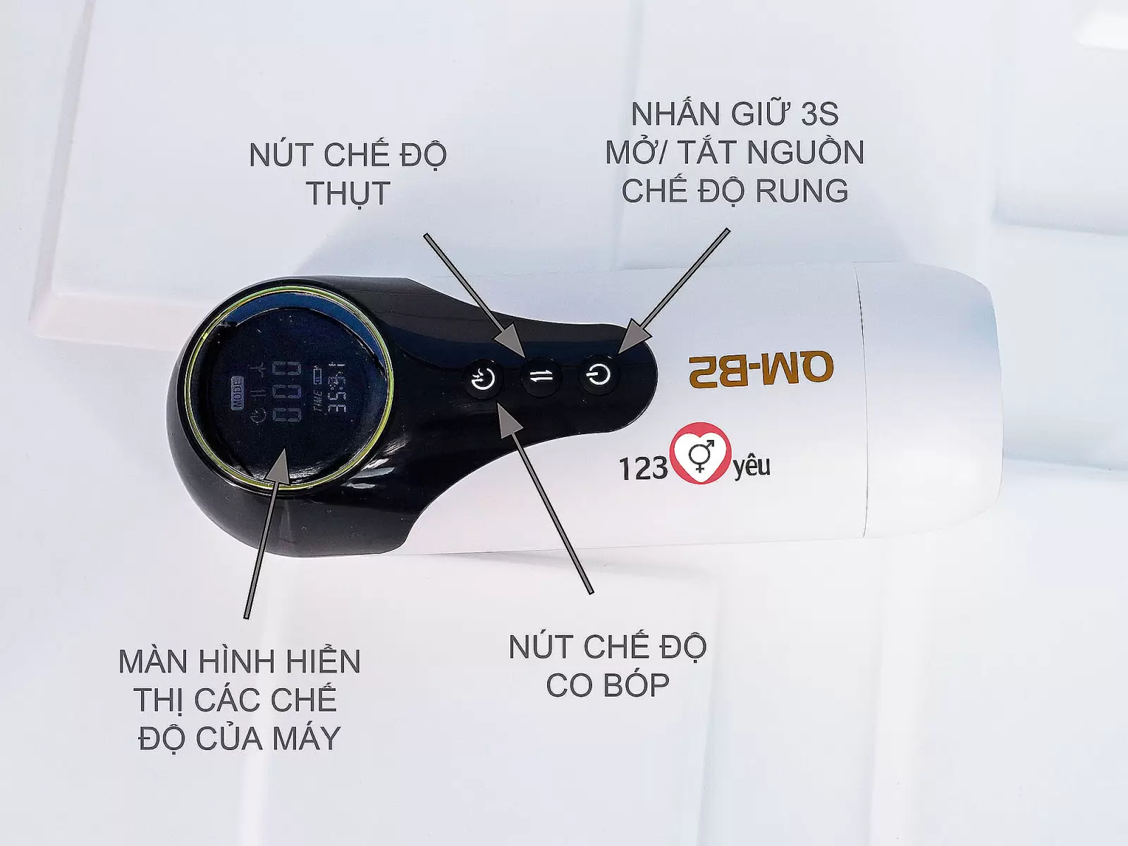 Máy thủ dâm QM-B2 rung, co bóp, sưởi ấm pin sạc
